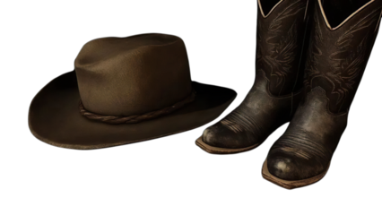 cowboy boots and hat