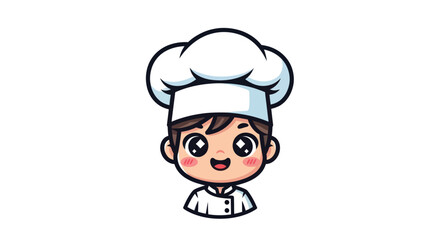 Cute Cartoon Chef Character with Big Eyes and Toque.