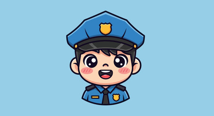 Cute cartoon police officer head illustration.