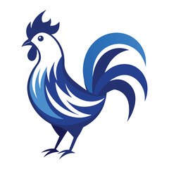 Vector art of a stylized blue rooster illustration, showcasing a modern and clean design with smooth lines and a vibrant color palette, perfect for logos