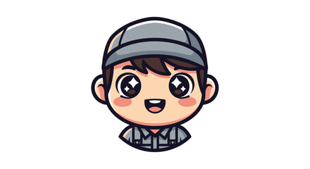 Adorable chibi boy character with cap and big eyes illustration.