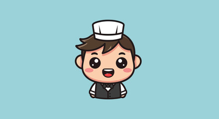 Cute cartoon chef character illustration.