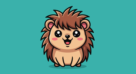 Cute cartoon hedgehog smiling with adorable expression and spiky fur.