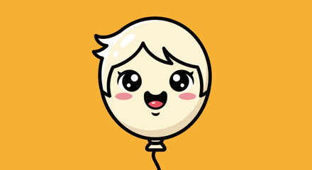 Cute cartoon balloon character cheerful expression simple design.