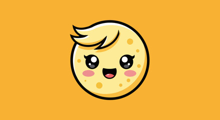Cute cartoon moon character with blonde hair.
