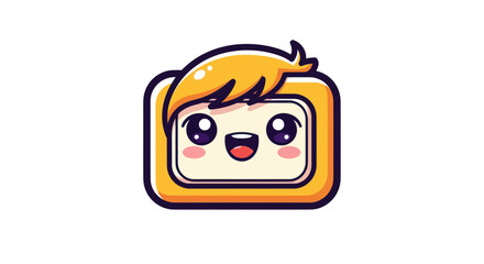 Obraz premium Cute Cartoon Character with Blonde Hair and Rectangular Face.