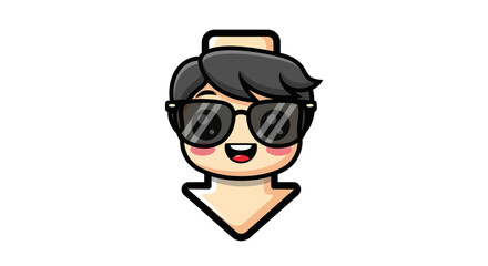 Cool Sunglasses Happy Cartoon Avatar Icon.