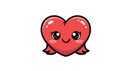Cute cartoon heart character adorable happy kawaii love affection.