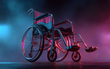 International day of persons with disabilities. Wheelchair on blue background. High quality