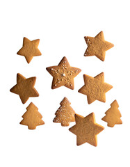 Obraz premium Christmas Tree and Star Cookies Floating on Transparent Background
