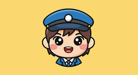 Cute cartoon police officer head illustration.