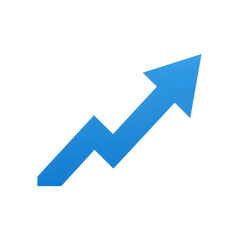Dynamic blue arrow charting a sharp upward trend, symbolizing growth, success, and positive business momentum visually.