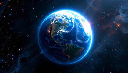 Naklejka premium Futuristic Topdown View Earth From Orbit