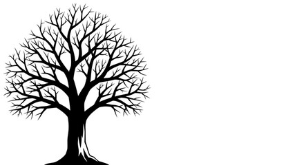 Obraz premium Black and white bare tree vector graphic isolated on blank background