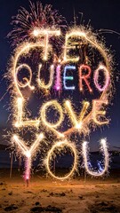 Sparkler heart spelling "Te Quiero Love You