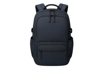 Blue backpack on transparent background, stylish rucksack for travel, cutout