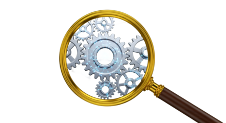 Magnifying Glass on Interconnected Gears