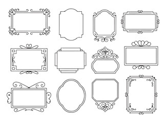 Vintage Vector Frame and Border Set with Decorative Labels for Invitation and Retro Design