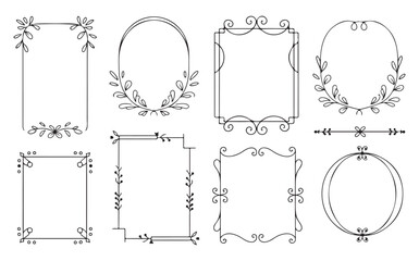 Ornamental Floral Frames Vector Collection with Elegant Vintage Decorative Borders