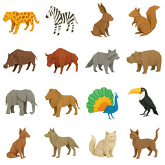 Obraz premium Origami-style wild animals collection