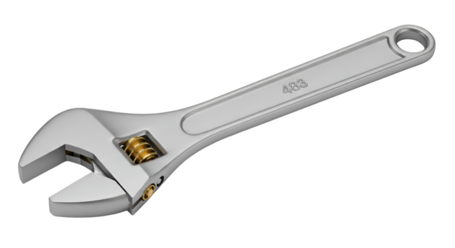 Adjustable Wrench on Black Background