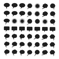 Collection of diverse speech and thought bubbles for creative projects and communication silhouette