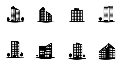Modern city skyline featuring sleek black building silhouettes perfect for urban planning presentations or architectural designs, reflecting growth and innovation