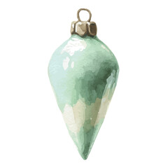My Watercolor illustration, a set of cone-shaped Christmas ornaments isolated on a white background, illustration, AI painting design, vector set, eps format design