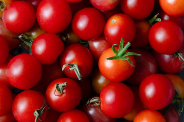 Pile of red cherry tomatoes, full frame