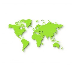 Obraz premium Bright Green World Map Illustration on Clean White Background for Global Themes