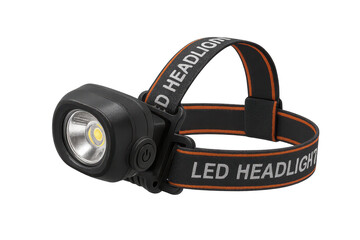 Obraz premium Modern LED headlamp isolated on a transparent backdrop, adaptable lighting