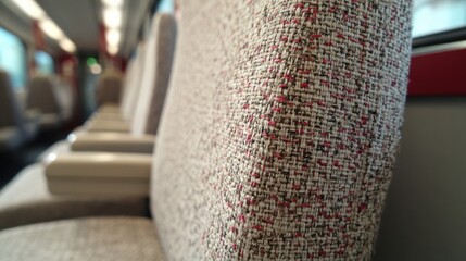 Textured Seat Interior of Train Car