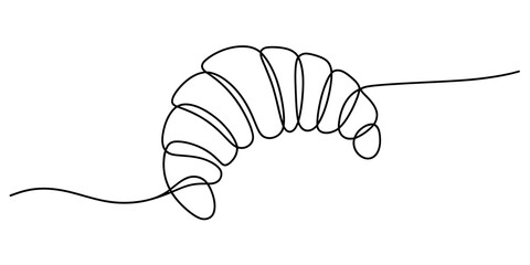 Minimalist single line drawing of a delicious croissant pastry vector