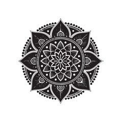Black Colour Rangoli design Vector Illustration, Solid White Background (3).eps