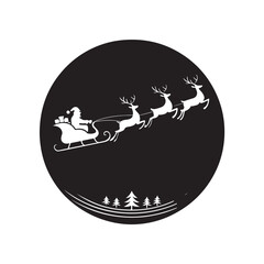 Santa Claus Sleigh with Flying Reindeer Vector  (4).eps