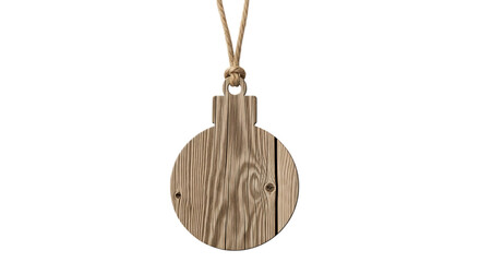 Rustic wooden Christmas ornament with jute string.
