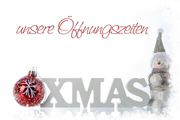 unsere &Ouml;ffnungszeiten an Weihnachten