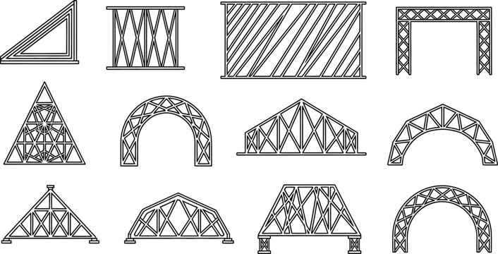 Different types of truss structures engineering designs aditable
