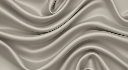 Fototapeta premium Champagne beige satin fabric with smooth flowing folds and silky texture