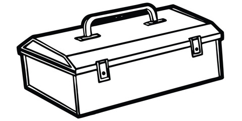 Classic metal toolbox with handle and latches