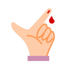 Obraz premium Finger with blood droplet after glucose test flat icon illustration