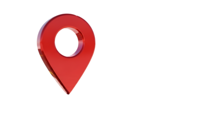 Red map pointer isolated on transparent background, a symbol of location and navigation, perfect for travel, tourism, and technology themes, representing direction, destination, and geographical posit
