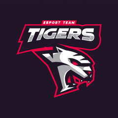 Roaring tiger head mascot logo