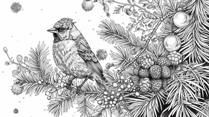 hand drawn sketch of a bird, coloring page