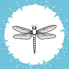 Dragonfly Illustration: A delicate illustration of a dragonfly, rendered in stark black lines. It showcases the dragonfly's intricate wings and body against an artistic, textured background.