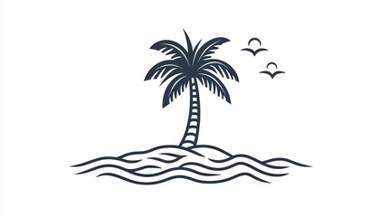 Island palm tree illustration
