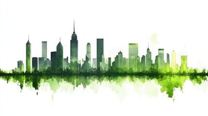 Fototapeta premium Green city skyline silhouette