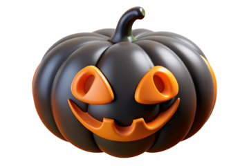 Spooky black jack o lantern with orange glow