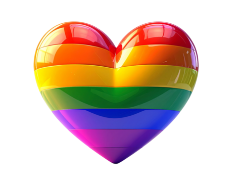LGBT rainbow pride heart 3D cartoon illustration isolated on transparent background PNG
