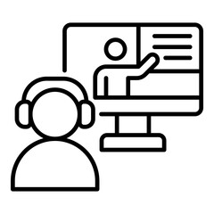 Online learning icon. Vector line icon
